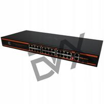 Tinklo komutatorius DVX PoE, 24x PoE portai, 1Gbps, 2x uplink, SFP, 1U rack, 3000W