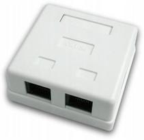 Tinklo lizdas DATACOM UTP CAT5E, 2xRJ45, baltas, paviršinis