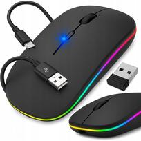 Belaidė tyliai veikianti pelė su RGB apšvietimu, kompiuteriui ir nešiojamam kompiuteriui