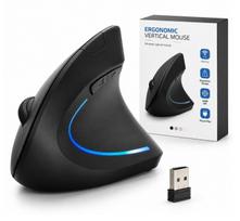 Belaidė vertikali LED apšvietimo ergonomiška biuro pelė