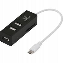 USB šakotuvas Renkforce RF-4995192, 3 lizdai, integruotas SD kortelių skaitytuvas, OTG funkcija