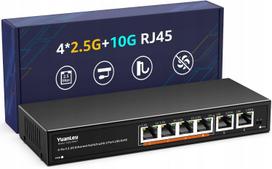 6 jungčių Ethernet komutatorius: 4x 2,5G Base-T, 2x 10Gb RJ45