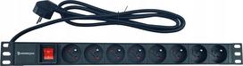 Maitinimo paskirstymo panelis Conexpro 19", 8 lizdai, 230V, 16A, juodas, aliuminis, 1,4 m kabelis