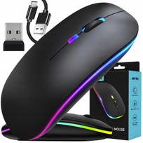 Belaidė pelė su „Bluetooth“, tyliu režimu ir RGB apšvietimu, juoda