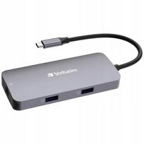 USB-C šakotuvas Verbatim CMH-05, 2x USB 3.2, HDMI, RJ-45 LAN, 85W PD