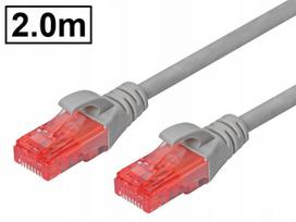 Tinklo kabelis Cat.6 UTP, RJ45-RJ45, 2 m, pilkas, AWG26, varinis