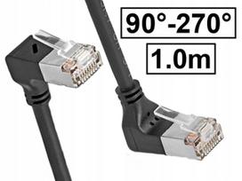 Tinklo kabelis Cat.6A, ekranizuotas, RJ45-RJ45, kampuotas 90°-270°, 1 m
