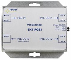 PoE signalo stiprintuvas EXT-POE3, iki 3 IP kamerų, 100 m, Pulsar