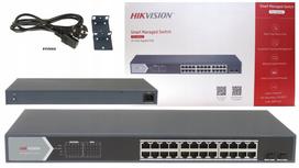 Tinklo jungiklis Hikvision DS-3E1526P-SI, 24 PoE, 370W, Smart