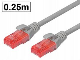 Tinklo kabelis Cat.6 UTP, RJ45-RJ45, 0,25 m, pilkas, AWG26, varinis