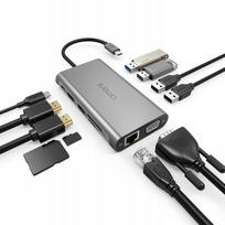 USB hubas Omars OMHUBGY11PLX, 11 jungtys, USB-C, 4K, VGA, HDMI