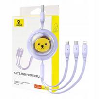 Įkrovimo laidas Baseus 3in1 USB-C/USB-M/Lightning, 3,5A, 1,1 m, violetinis