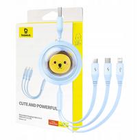 Įkrovimo laidas 3in1 Baseus USB-C / USB-M / Lightning, 3,5A, 1,1 m, mėlynas