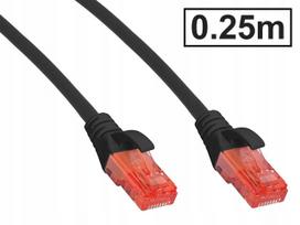 Tinklo kabelis Cat.6 UTP RJ45-RJ45, 0.25 m, juodas, AWG26, varinis
