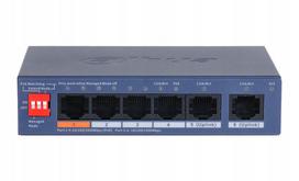 Tinklo komutatorius Dahua CS4006-4ET2GT-60, 6 prievadų, 60W, valdomas, PoE 4+2