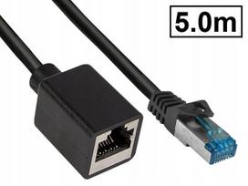 Tinklo prailginimo laidask RJ45 kištukas-lizdas, Cat.6A, ekranizuotas, varinis, juodas, 5 m