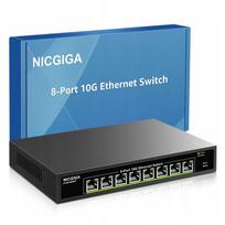 Tinklo jungiklis Nicgiga 8 prievadų, Ethernet 10Gb/s, juodas
