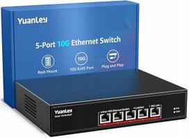Komutatorius YuanLey, 5 x 10Gbps RJ45, 100Gbps pralaidumas, montuojamas į stelažą, Plug & Play