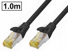 Tinklo kabelis Cat.6A, ekranuotas, RJ45-RJ45, 1 m, juodas, AWG26, varinis