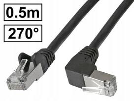 Tinklo kabelis Cat.6A, ekranizuotas, RJ45-RJ45, kampas 270°, 0,5 m