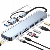 USB-C šakotuvas 8-in-1 su SD/TF kortelių skaitytuvu, USB 3.0 ir audio