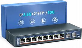 Komutatorius 10 prievadų, 8 x 2,5G Base-T, 2 x 10G SFP
