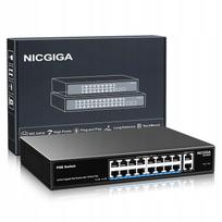 Tinklo jungiklis Nicgiga, 16 prievadų, Gigabit, PoE, be maitinimo adapterio