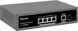 PoE jungiklis Ztyuav, 6 jungtys, gigabitinis, 75W, VLAN, SFP, 6kV apsauga