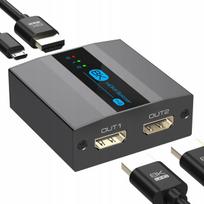 HDMI skirstytuvas 2.1, 8K 60Hz, 1 įėjimas, 2 išėjimai, EDID, HDCP 2.3, PS5, TV