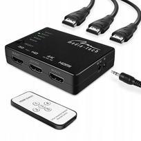 HDMI jungiklis, 5 jungtys, 4K, su nuotolinio valdymo pultu, automatinis
