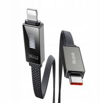USB-C į Lightning laidas MCDODO, 1.2 m, 36W, su LED, juodas, nailoninis