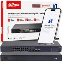 Tinklo komutatorius DAHUA CS4218-16ET-240 PoE, SFP, 7,2Gb/s, valdomas, su stebėsena