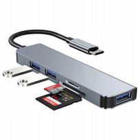 USB-C 5-in-1 hub adapteris: USB 3.0, SD, TF kortelių skaitytuvas, skirtas nešiojamam kompiuteriui