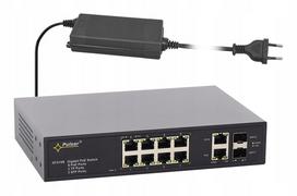 Tinklo switch Poe Pulsar SFG108-90W, 8x Gigabit PoE 802.3af/at, 2x uplink, 2x SFP