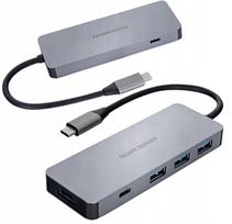 USB šakotuvas Silver Monkey USB-C, HDMI, 3xUSB, PD 100W