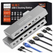 USB-C šakotuvas 16in1 su 2x HDMI 4K 60Hz, DisplayPort 1.4, USB, SD ir ausinių jungtimi