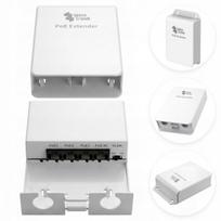 Išorinis PoE ilgintuvas Spacetronik, 1x PoE IN, 2x PoE OUT, 30W, su jungikliu ir tinklo stebėjimu