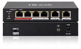 Tinklo jungiklis HiLook 4x PoE, 2x uplink, 10/100Mbps, 35W, skirtas vaizdo kameroms