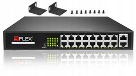 16 portų PoE komutatorius, 10/100Mbps, 2 Gigabit uplink, 160W, 1U montavimas į stelažą