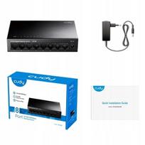 Tinklo jungiklis CUDY GS108, 8 prievadų, gigabitinis, metalinis korpusas, VLAN