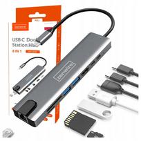 USB-C 9in1 hubas: HDMI, RJ45 Ethernet, SD kortelių skaitytuvas, suderinamas su MacBook M1/M2/M3