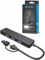 USB šakotuvas Natec Mayfly 4xUSB 3.0 juodas su USB-C ir USB-A adapteriu