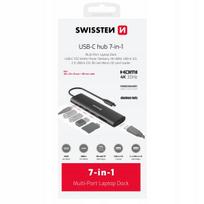 USB-C 7-in-1 HUB SWISSTEN, 100W, HDMI 4K, USB-A 3.0, 2x USB-A 2.0, SD, microSD