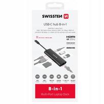 USB-C 8in1 HUB SWISSTEN, 100W, HDMI 4K, LAN RJ45, 2x USB-A, USB-C, SD, microSD