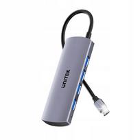 USB-C šakotuvas Unitek uHub Q4 H1112EGY01, 4x USB-A, 10Gb/s, 30 cm, pilkas