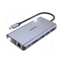 USB-C adapteris Unitek: 2x USB 3.1, HDMI, DP, RJ-45, SD kortelių skaitytuvas