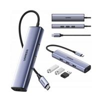 Adapteris UGREEN CM475, USB-C su 3x USB 3.0, RJ45, USB-C PD