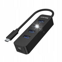 USB-C šakotuvas Unitek H1117B, 4x USB 3.2 Gen 1, juodas