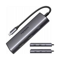 USB šakotuvas UGREEN 6-in-1 su 2 USB-A 3.0, USB-C 3.0, 2 HDMI ir Power Delivery