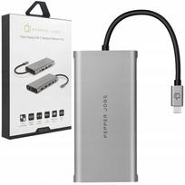 USB-C 12in1 hubas Pepper Jobs, 2x HDMI, DisplayPort, 4x USB, SD/TF, RJ-45, PD 100W